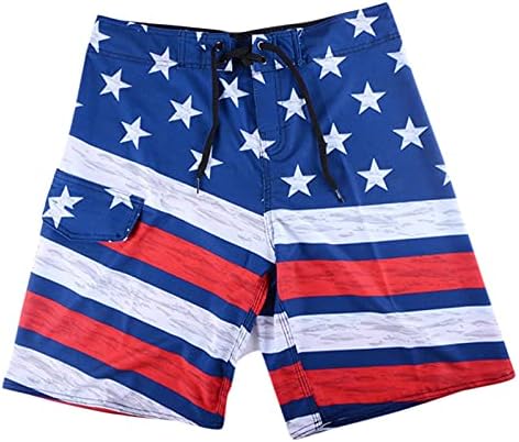 EUA 4 de julho Shorts Casual Casual Casual Flag American Impresso Summer Beach Shorts com bolsos
