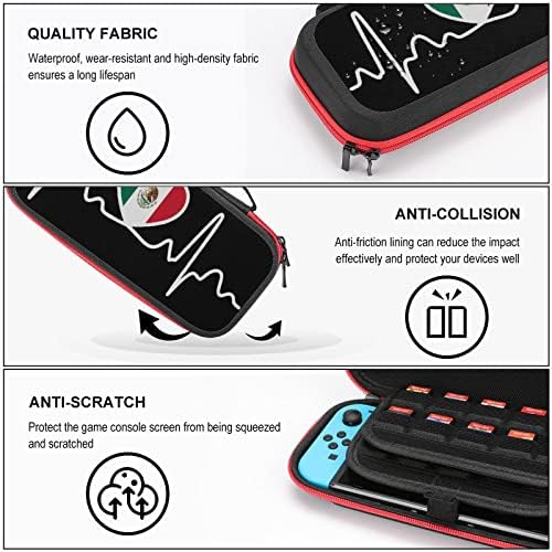 México Flag de batimentos cardíacos Impresso de caixa de armazenamento de estojo compatível com Nintendo Switch Acessórios e