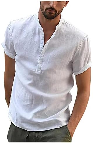 Camisa de manga comprida, primavera de linho de algodão casual de algodão masculino de primavera camisas de manga comprida