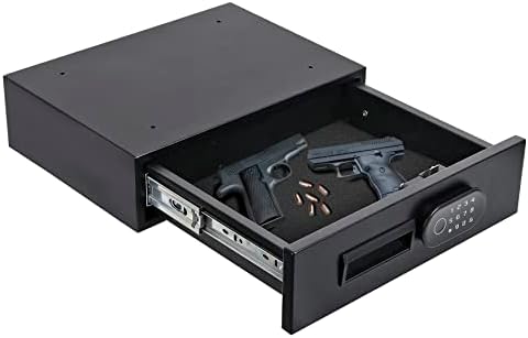 Arma de gaveta Toriexon segura com teclado digital de impressão digital, pistola de segurança de aço durável, acesso rápido sob cofres de armas para pistolas para pistolas