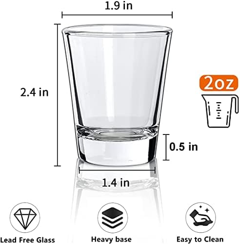 Óculos de tiro inftyle em massa 36 pacote - 2oz /60 ml de vidro de tiro transparente com óculos pesados ​​de tacadas de base para uísque, tequila, vodka, licor, caixa de presente de bares