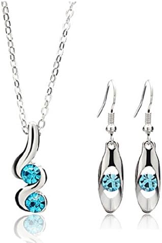 Ocean Blue Spiral Crystal Rhinestone Jewelry Set Brios de colar de casamento por 24/7 loja
