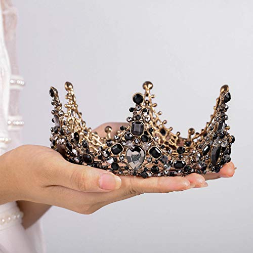 Ajacry Barroca Coroa de Casamento Black Rainha Rainha Tiaras Coroa para Festa de Promoção de Promo