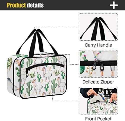 Bolsa de higienetril de alpaca de cacto llama para mulheres organizador de bolsas de maquiagem de viagem com sacos