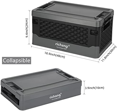 Richang 3-Pack 38L Concluído Bins de armazenamento dobrável Plástico dobrável caixas de utilitário empilhável Caixa