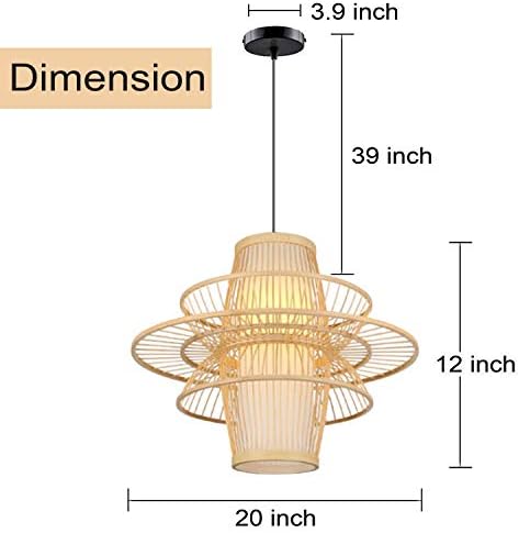 Lâmpada pendente de lótus de bambu, estilo japonês retro e27 lustre pendurado na iluminação de teto claro para sala