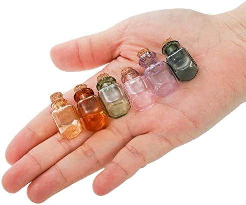 Topzea 45 PCs minúsculos frascos de feitiço, garrafas de mini -vidro coloridas garrafas de poção quadrada decorativa,