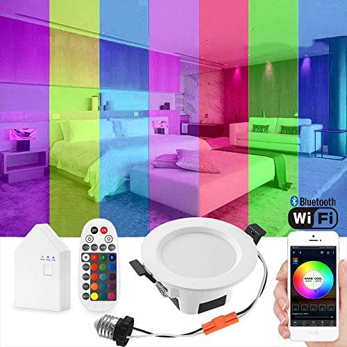 Iluminação embutida de LED com LED com remoção, 10pcs 3 polegadas 5w Wi -Fi e Bluetooth LED LED LUZES DE RECUTO RECUTIL DIMMÁVEL