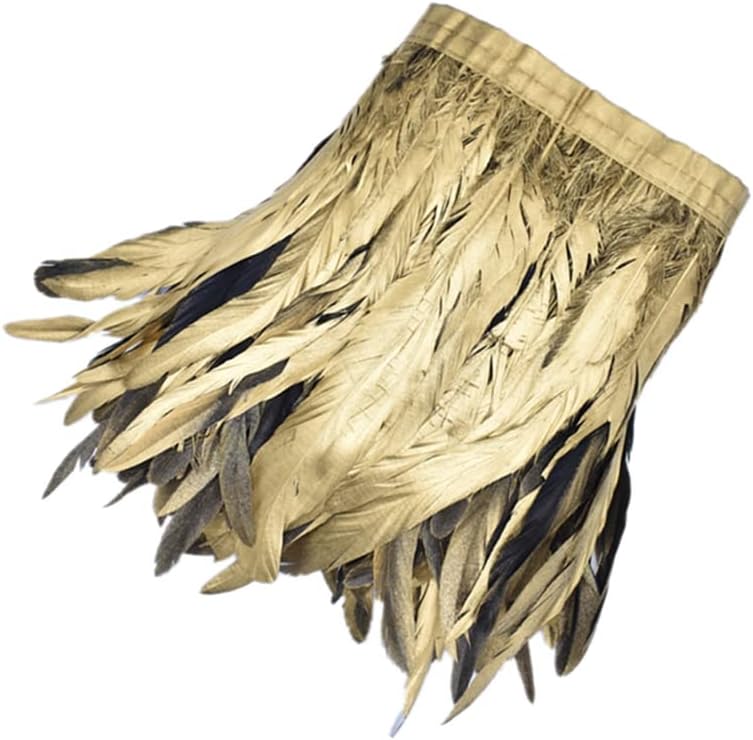 ZAMIHALAA - 2 metros/lotes galo de galo cauda capa de penas de penas fita fita preta Feathers para artesanato Costurando