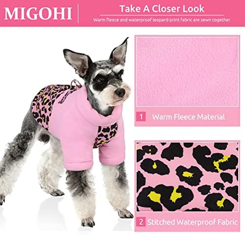 Colete de velo de cachorro Migohi para inverno, suéter quente de casaco de cachorro com ring para trela, zíper de jaqueta de clima