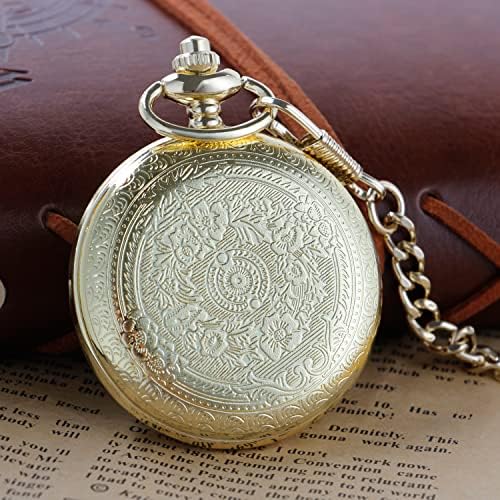 Gold grande padrão decorativo de flores de bolso relógio de bolso romano branco relógios de bolso para homens com cadeia de