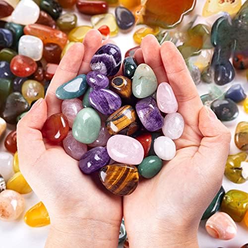 0,5 lb variados de pedras e cristais de rochas a granel - pedras irregulares polidas naturais e cristais para a cura de chakra de reiki de wicca e balanceamento de energia