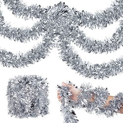 6 Pacote Decoração de guirlanda de tinsel de Natal, Total de 39 pés Garland Decorações de árvores de Natal para feriados