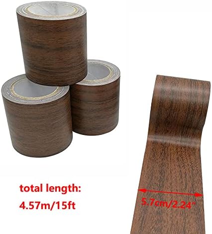 Fita de reparo de Seiwei, fita adesiva realista de grãos de madeira, fita de mobília multiuso à prova d'água, 5,7cmx4.57m, 1 rolo, marrom escuro