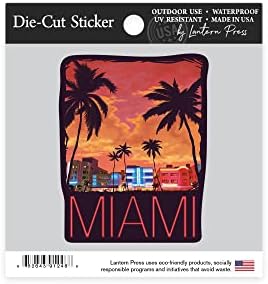 Adesivo de corte de diado South Beach Miami, Flórida, edifícios de neon, adesivo de vinil de contorno de 3 a 6 polegadas, grande