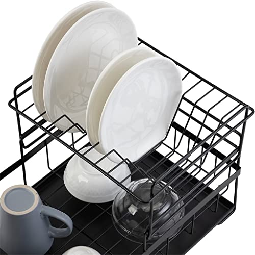 N/A Rack de secagem de prato com drenador de drenador de cozinha leve armazenamento de utensílios de utensílios de bancada leve