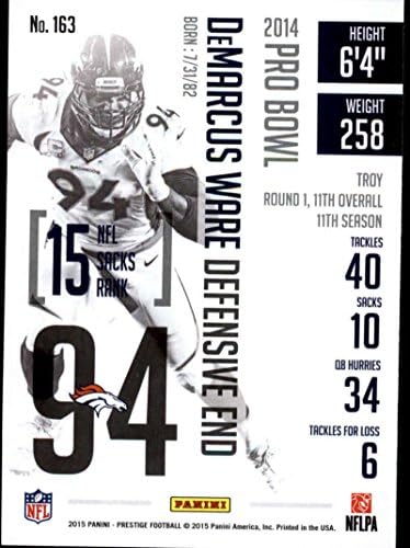 2015 Panini Prestige #163 DeMarcus Ware NM-MT Denver Broncos NFL Football Card