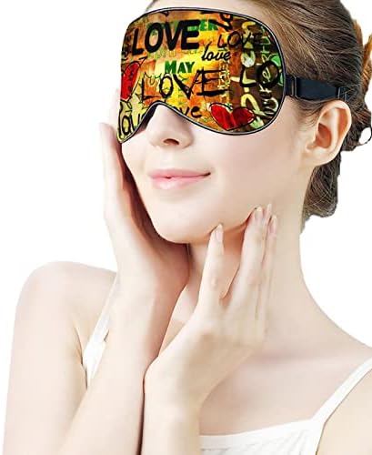 Máscara de olho de amor e corações vintage com alça ajustável para homens e mulheres noite de viagem de viagem para dormir