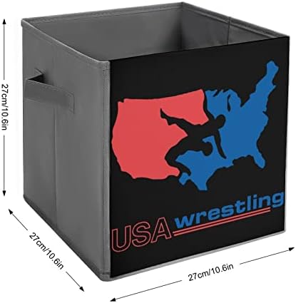 USA Wrestling Collapsible Fabric Storage Bin Cubos Organizer dobrável Caixa com alças