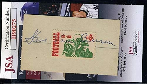 Steve Van Buren JSA Coa assinado a mão de 1969 Exibição de selo de futebol Autograf - bolas de futebol autografadas