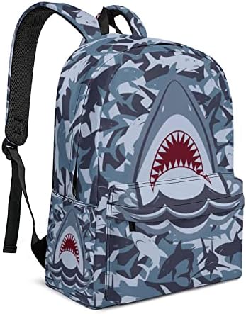 Mochila da Escola de Meninos de Sharks Lightwark, Bassic Bookbag clássico para alunos do ensino médio, mochila casual de tubarão