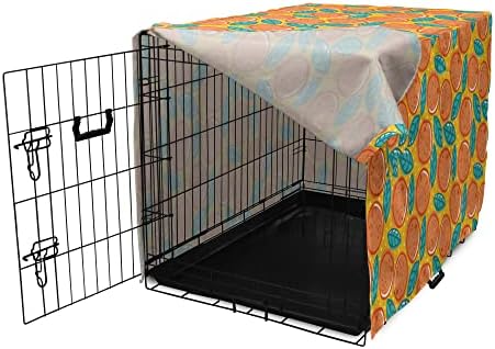 Capa de caixa de cachorro cítrica lunarável, gráfico de arte de frutas de laranjas e folhas de impressão retrô, fácil de usar capa de canil para cachorros para cães pequenos cachorros gatinhos, 18 polegadas, multicolor