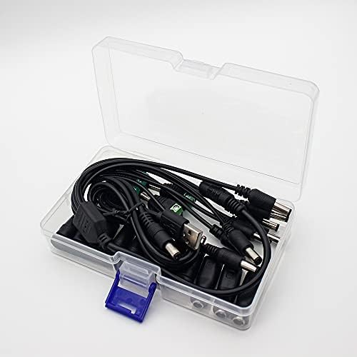 Cabo de alimentação universal de 5V DC, USB a DC 5.5x2.1mm Plug Powe cordão com conectores Cabo de divisor de energia DC 1 fêmea a 8 fios masculinos