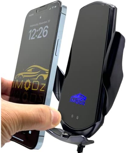 Carregador de carro sem fio imodz [logotipo de LED, carregamento rápido de 15w Qi, aperto automático de sensor inteligente, montagem em ventilação de ar] Carregador sem fio, suporte de telefone para carro para carro