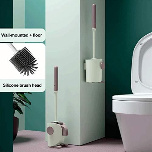 N/A Decorativo compacto, escova de vaso sanitário de plástico e suporte para armazenamento e organização do banheiro, economia de espaço, limpeza robusta e profunda