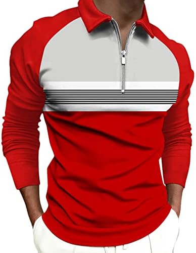 Pullover de camiseta masculina Tops de outono mangas compridas faixas impressas zíper de lapela blusa camisetas sweartshirt henley camisetas