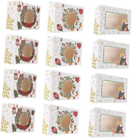 TOFFICU Caixa de Natal 12pcs Caixa de Natal Cajitas de Para Para para Cookies embalagem Bolo Caixa de Janela de Xmas Cupcake Caixa