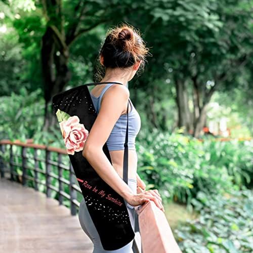 Rose of Heart Yoga Mat Bags Full-Zip Yoga Carry Bag for Mulher Men, Exercício de ioga transportadora de tapa com cinta ajustável