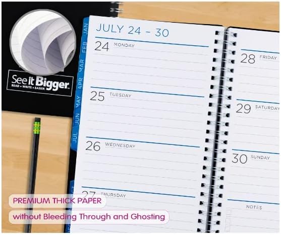 PlanaHead vê -lo maior abril2023 - junho de 2024 Planejador mensal / semanal anual, 8,75 x 5,5 x 0,5 '' / tamanho médio e caneta de caneta