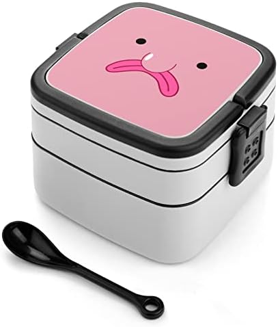 Pink Blob Fish Blobfish Lanch Box portátil Box de camada dupla Bento Caixa de grande capacidade Contêiner de alimentos com