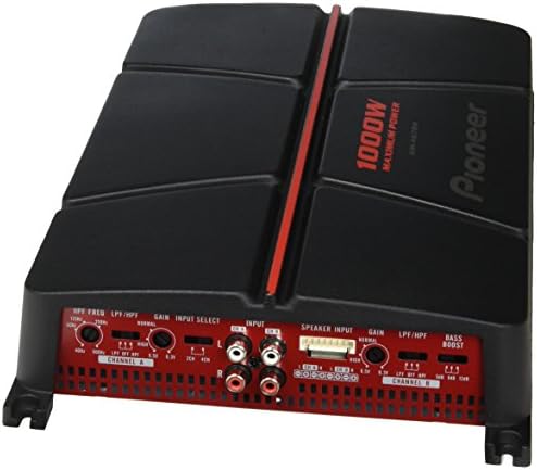 Pioneer GM-A6704 amplificador de ponte de 4 canais com impulso de baixo, preto/vermelho