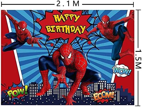 7x5ft Red Spiderman Photography Background Super City Spiderman Homem para crianças Festa de aniversário Festa de