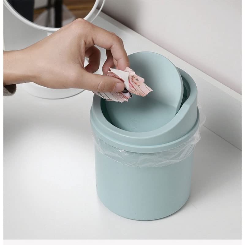 Mfchy desktop bin lixo pequeno lata de lata de lata com capa lixo lixo lixo pode limpar a área de armazenamento da área de trabalho