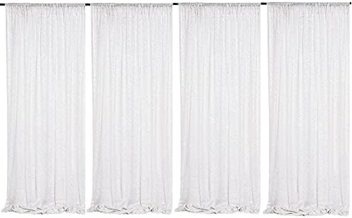 Pacote de cortina de festa de lantejoulas de lantejoulas de cortina de parede de tela de 4 estágios Fundo branco Glitz