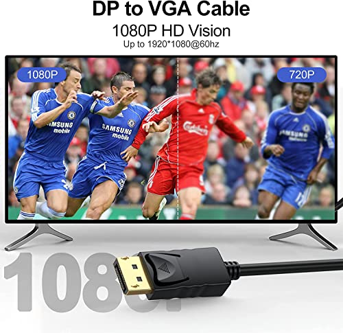 DisplayPort para VGA Cable 6 pés, 2 pacote de 2 pacote DP para adaptador VGA Male e Video HD masculino 1080p Para computador, monitor, TV, projetor