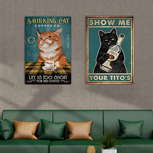 Happy Nuts Brothers Funy Cat Tin Signs - Sinais de lata de gato vintage - Para homens, decoração de parede para homens para bares restaurantes cafés pubs （12x8 polegadas 1pcs）