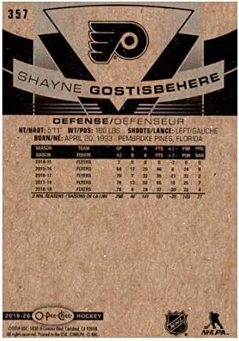 2019-20 O-PEE-Chee 357 Shayne Gostisbeherehere Philadelphia Flyers NHL Hockey Trading Card