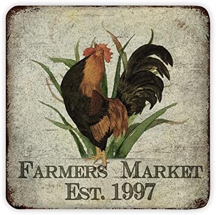 Placa de metal vintage Placa personalizada Esticadores de fazendas Markethhouse Frohhouse Galo de frango Sign