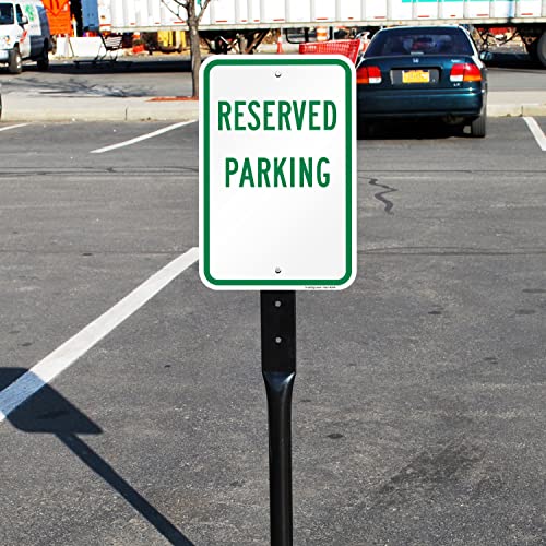 Signo de estacionamento reservado SmartSign, 18 x 12 polegadas, 2mm de alumínio, orifícios pré-perfurados, feitos nos EUA, verde em