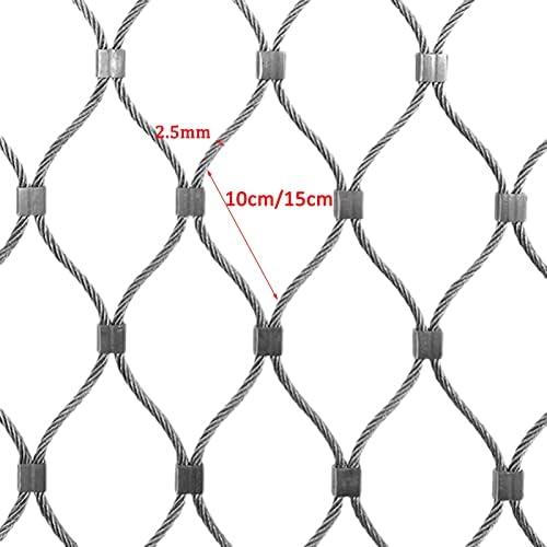 Rede de corda de aço inoxidável 304, malha flexível da balaustrada, rede de proteção contra decoração de limite da varanda, rede de escalada de plantas, diâmetro do fio de 2,5 mm
