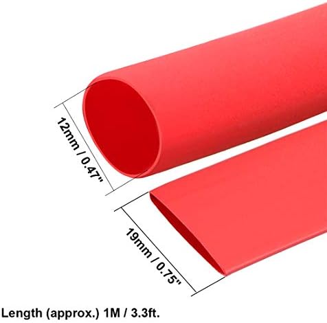 tubulação de encolhimento de calor uxcell, 12 mm de 19mm de largura plana 2: 1 encolhimento de cabo de cabo de encolhimento de cabo de calor 1m vermelho