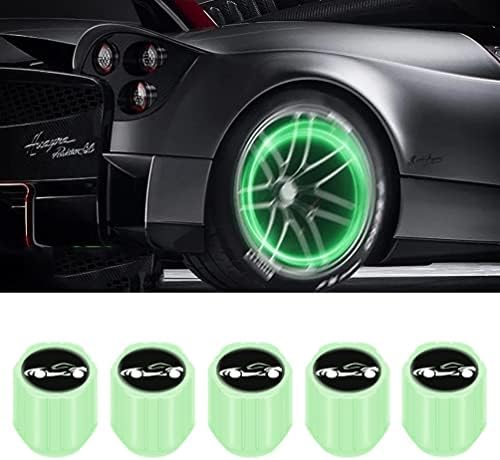 5pcs tampas luminosas da válvula de pneus, tampa de tampas de ar dos pneus de carro, decoração de pneus Acessórios de pneus