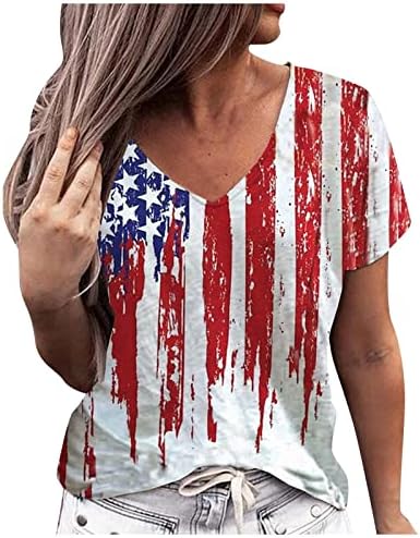 Camisas patrióticas para mulheres American Flag Tshirts camisas de verão tops casuais de manga curta camisetas tie-dye