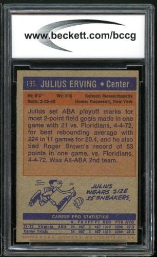 1972-73 TOPPS 195 Julius Erving ROOKIE CARD BGS BCCG 9 Perto da Mint+ - Basketball Slabbed Rookie Cards