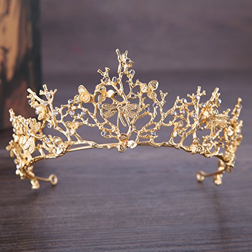 VitoGiftria Baroco Princess Crown Hair pente com forma de folha para festa de casamento