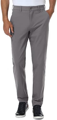 Calças de golfe do SpecialMagic Stretch Men Slim Fit Dress Dressão impermeável Business Casual Secagem rápida calças com bolsos